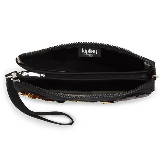 Sacs Kipling Creativity Extra Large Metallic Wristlet Noir Doré | FR 1150KO